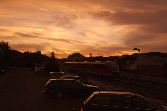 train station in sunset